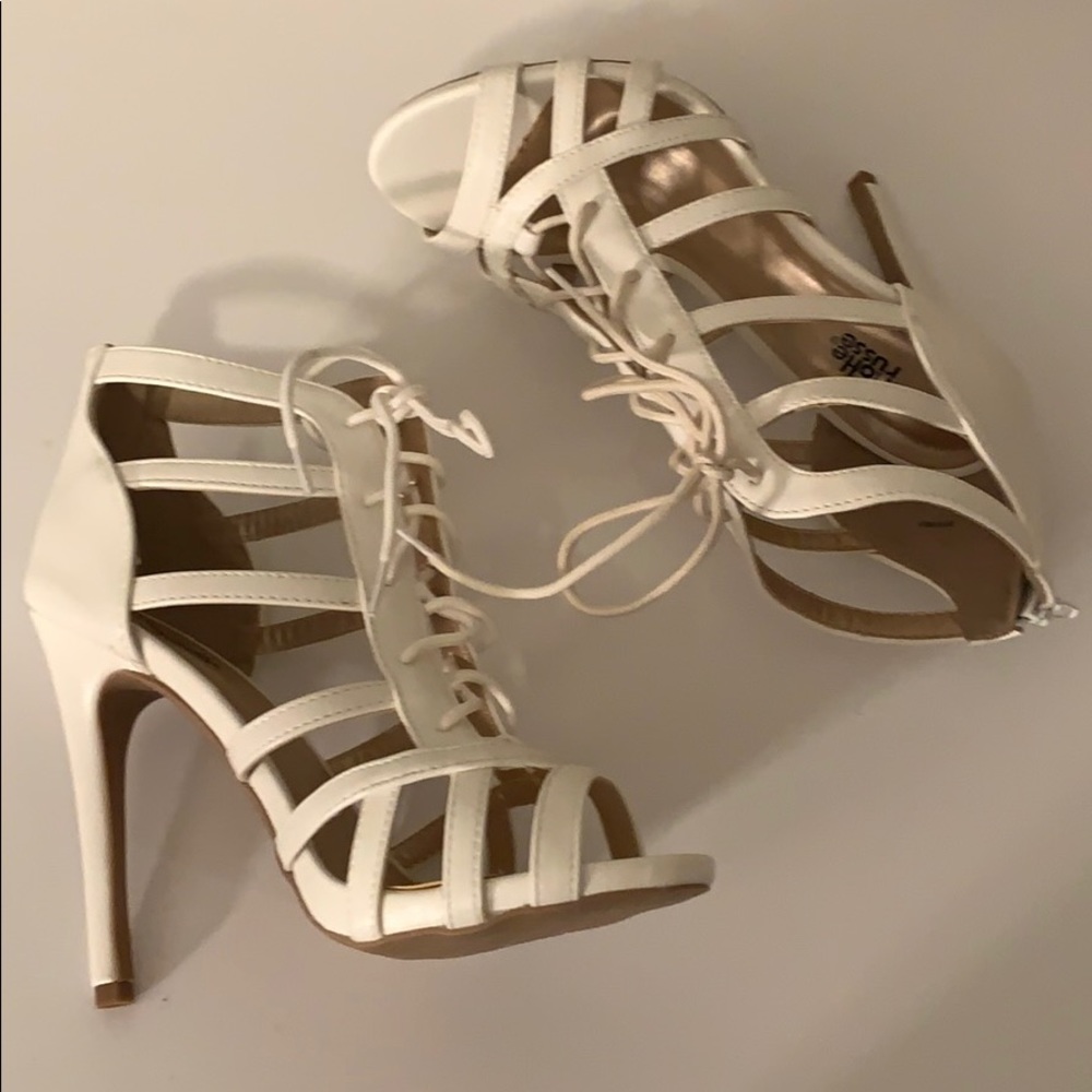 Charlotte Russe White Glee Strappy Heels - Picture 5 of 9